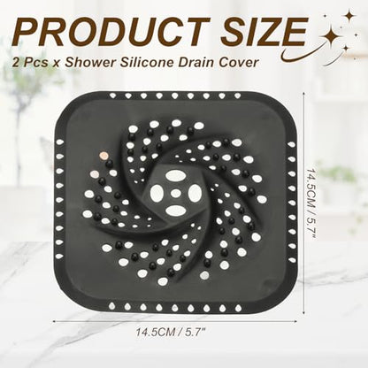 uxcell 2 Pcs Square Drain Cover, 5.7 Inch Shower Hair Catcher Drain Cover for Shower Room Bathtubs Kitchen Sink Laundry Room, Black - color: Black