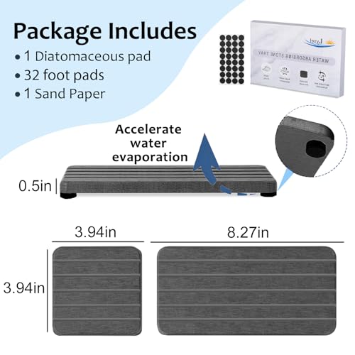 3PCS Stone Drying Tray, Stone Soap Tray, Water Absorbing Stones Trays for Sink, Fast Dry Diatomite Stones Sink Mat, Used for Hand Soap,Sponge,Toothbrush Holder in Bathroom Counter and Kitchen Sinks - color: 3pcs Dark Gray 5stripes
