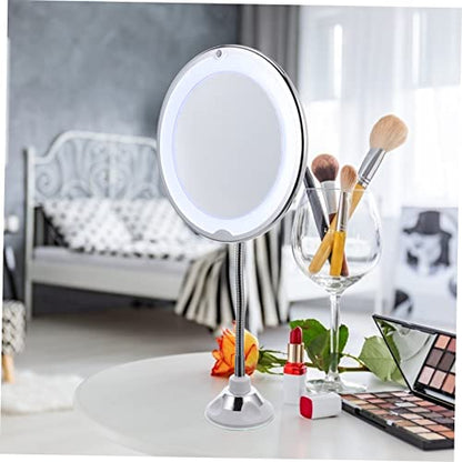 360degree Rotating Led Makeup Mirror with Magnification Cup Design for Bathroom Vanity for Eyeliner and Eyebrow Application Superior Clarity Without Distortion