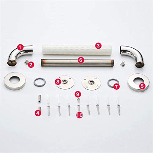 Safety Bathroom Grab Bar, Toilet Bathtub Anti-Skid Metal Support Rail Outer Tube Children Erly Pregnant Woman Handrail Towel Rack-White-60CM - size: 60CM