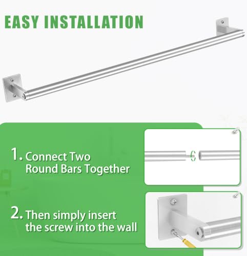 VOTZAAQ Brushed Nickel Towel Bar for Bathroom Wall,Stainless Steel Towel Racks for Bathroom Wall Mounted, Space-Saving Towel Storage, 24 Inch - size: 24 Inch（2 packs）
