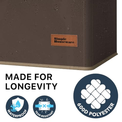 Simple Houseware Foldable Laundry Hamper Basket with Lid and Bag, Brown | Heavy Duty 600D Polyester, Water-Resistant Surface - color: Bronze