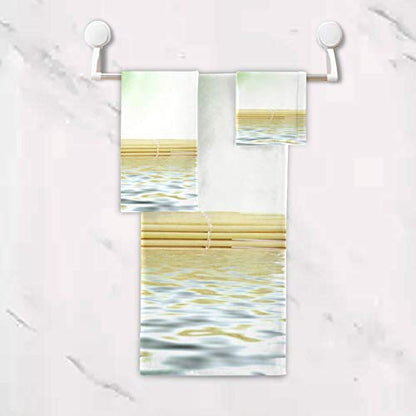 ALAZA Towel Bathroom Sets, Zen Stone with Bamboo Leaves Towels 3-Piece 1 Bath Towel 1 Washcloth 1 Hand Towel, Bath Towel Set of 3 Soft Multifuntion for Home - color: Multi12