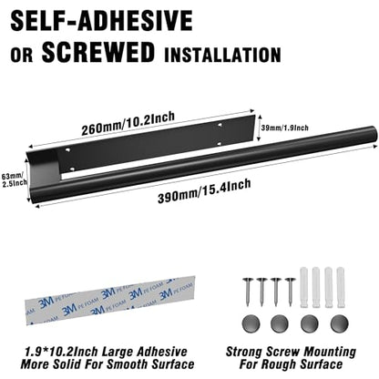 Hand Towel Holder, Adhesive or Drill Wall Mount, Matte Black | 15 Inch Hand Towel Bar, 304 Stainless Steel, Rustproof, Stick on Towel Racks for Bathroom, Kitchen, RV - color: Matte Black