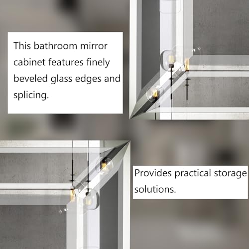 Bathroom Medicine Cabinet with 24x36 Inch Frameless Beveled Edge Mirror, Surface/Recessed Mount Vanity Storage Cabinet for Bathroom - size: Mirror:24"x36"