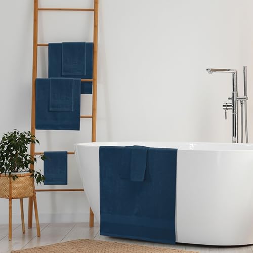8 Piece Towel Set 100% Ring Spun Cotton, 2 Bath Towels 27x54, 2 Hand Towels 16x28 and 4 Washcloths 13x13 - Ultra Soft Highly Absorbent Machine Washable Hotel Spa Quality - Mineral Blue - color: Mineral Blue, size: 8 Piece Towel Set