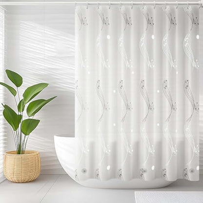 TIKABC Shower Curtain Liner, 4G PEVA Shower Liner, Plastic Waterproof Shower Curtains, 72x72 inch with Grommet Holes 3 Magnetic Weights - color: White Fireworks