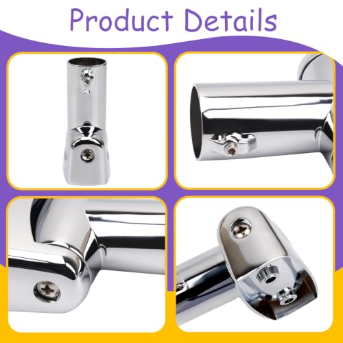 2 Pack Shower Curtain Rod Brackets, Zinc Alloy Holder with Screw, Wall Mount Bracket, 180 Rotatable for 1 Inch Curved Rod, Polish Silver