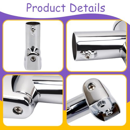 2 Pack Shower Curtain Rod Brackets, Zinc Alloy Holder with Screw, Wall Mount Bracket, 180 Rotatable for 1 Inch Curved Rod, Polish Silver