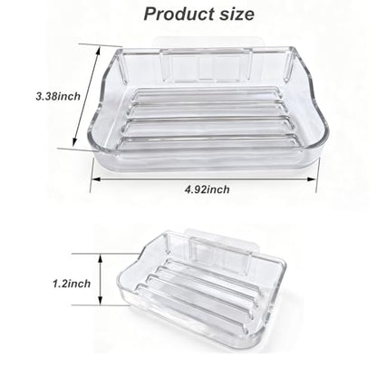 Soap Bar Holder for Shower Wall Mounted, Soap Dish Container Saver Strong Adhesive No Drilling for Bathroom Kitchen Sink, Clear