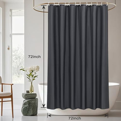 AooHome Standard Shower Liner, Solid Polyester Fabric Solid Shower Curtain Liner for Hotel with Hooks, Water Repellent, Weighted Hem, Charcoal, 72x72 inch - color: Dark Grey, size: 72"W x 72"L (Pack of 1)