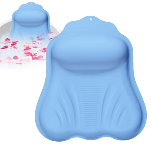 Luxury Silicone Bath Pillow for Tub, New Cloud-Soft 4D Air-Cushion Bathtub Pillow for Head and Neck & Back Support, Strong Suction Cups, Waterproof Quick-Dry Bathtub Headrest (Blue) - color: Blue