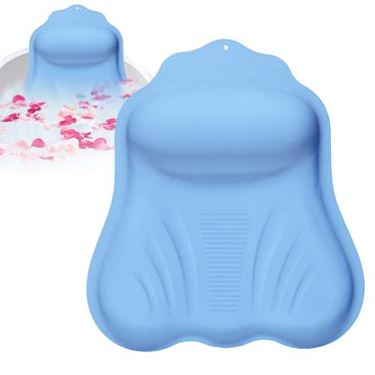 Luxury Silicone Bath Pillow for Tub, New Cloud-Soft 4D Air-Cushion Bathtub Pillow for Head and Neck & Back Support, Strong Suction Cups, Waterproof Quick-Dry Bathtub Headrest (Blue) - color: Blue