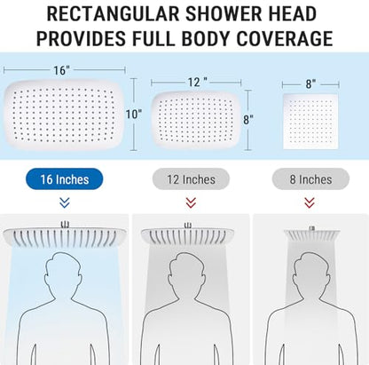 G-Promise 16 Inch All Metal Rain Shower Head with Handheld Spray (Chrome) | Suits Every Height, Pause Mode Diverter, Massage Mode Handheld, Full Body Coverage, Easy to Install, Modern Bath Upgrade - color: Chrome, size: 16 Inch