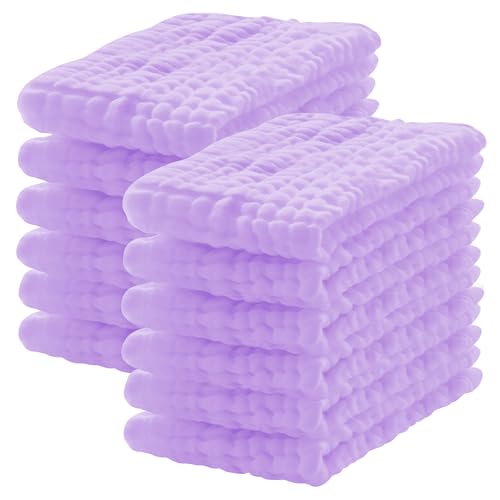 Lovely Care 12 Pack Muslin Burp Cloths 100% Cotton Muslin Cloths Large 20''x10'' Extra Soft and Absorbent Baby Burping Cloth - Purple - color: Purple, size: 10x20 Inch (Pack of 12)
