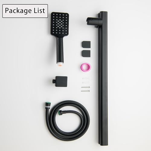Matte Black Hand Shower with Slide Bar, 3-Function High Pressure Handheld Shower Head with Slide Bar, Stainless Steel Adjustable Height 25" Long Slide Bar Combo Shower Faucet, Wall Mount
