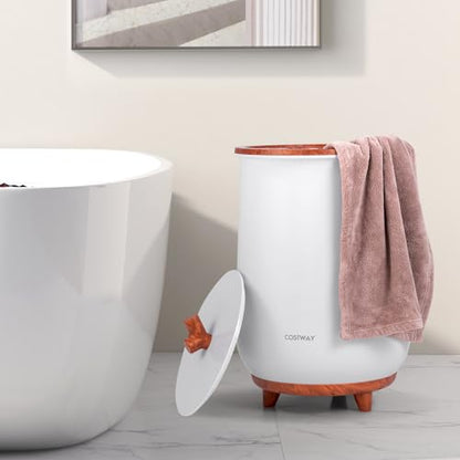 COSTWAY Bucket Style Towel Warmer, 23L Towel Warmer with 4 Heating Time & 3 Heating Temperature, Overheat Protection System, Fragrant Disc Holder, Towel Warmer for Bathroom, Hot Tub, Spa (Coffee) - color: Coffee