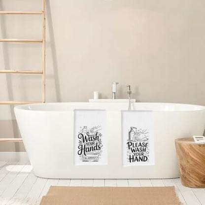 ZHAMEN 2 Pcs Waffle Kitchen Towel Soft Absorbent Hand Tea Towels - color: Multi 1568