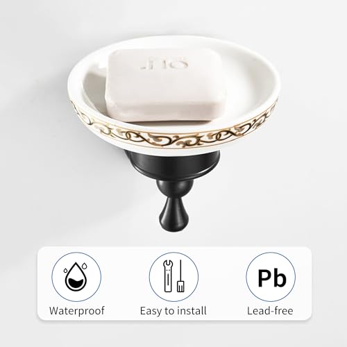 Oil Rubble Bronze Brass Bath Toilet Paper Holder with Shelf, Wall Mounted Black Bathroom Hardware Accessories, Pattern Carving Design - color: Soap Holder