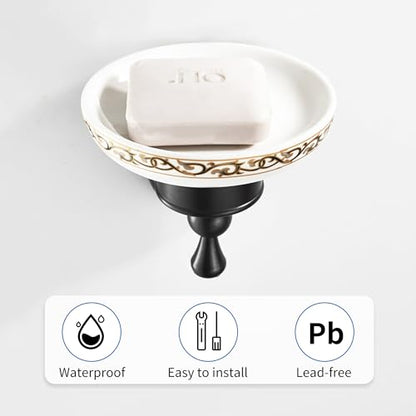 Oil Rubble Bronze Brass Bath Toilet Paper Holder with Shelf, Wall Mounted Black Bathroom Hardware Accessories, Pattern Carving Design - color: Soap Holder