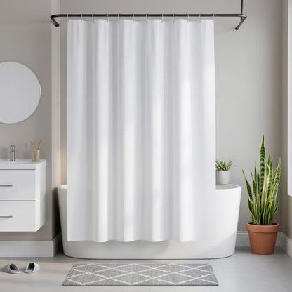 Biscaynebay Fabric Shower Curtain Liner 72x72 Inch-2 Pack White Waterproof Bathroom Curtains-Hotel Quality Soft Soild Polyester Standard Size Shower Liners Machine Washable