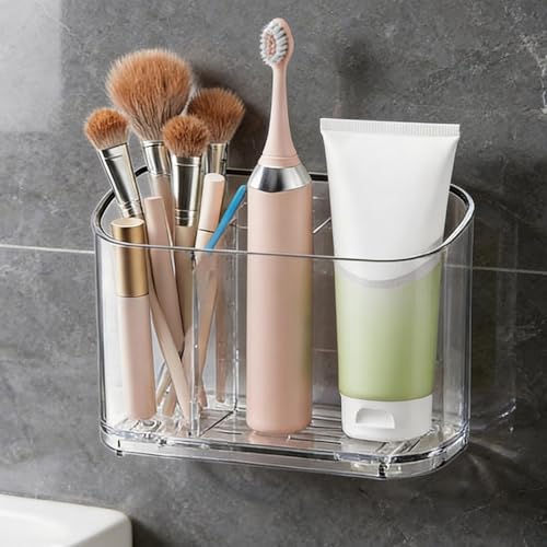 2-Slot Electric Toothbrush Holder Wall/Counter, No-Drill | Self-adhesive waterproof, Drainage holes, Keeps dry, Fits counter/wall, For bathroom vanity,, Small Size - size: Small