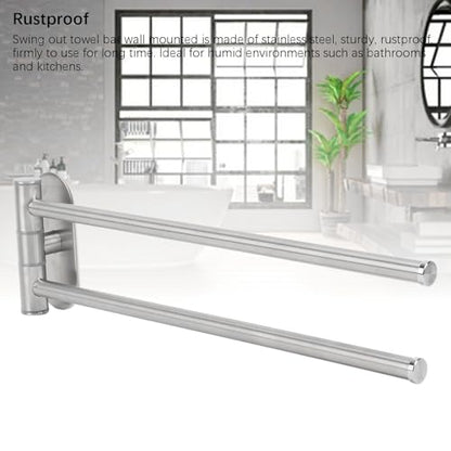 Swivel Towel Rack,Bath Towel Holder Swing Out 304 Stainless Steel 2 Or 4 Bar Folding Arm Bathroom Handtowel Rack Hanger for Kitchen (2 Arm) - color: 2 Arm