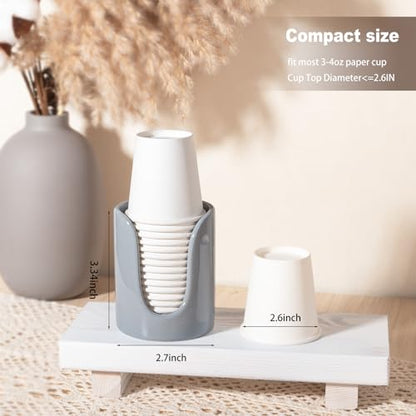 Ceramic Bathroom Cup Dispenser, Fits 3–4 Oz Cups, 1 Pack, Grey | Small Countertop Cup Holder for Mouthwash & Rinsing – Non-Slip Base, Easy-Access Design, Kitchen & Bathroom Ready - color: Grey, size: 1 Pack
