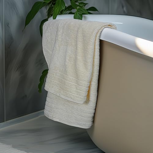 4 Piece Extra Large Bath Towels 30 x 60 Inches, Cream | 100% Cotton, Larger & Lighter Weight, Quicker to Dry, Super Soft and Absorbent, Perfect for Bathroom - color: Cream