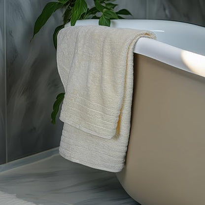 4 Piece Extra Large Bath Towels 30 x 60 Inches, Cream | 100% Cotton, Larger & Lighter Weight, Quicker to Dry, Super Soft and Absorbent, Perfect for Bathroom - color: Cream