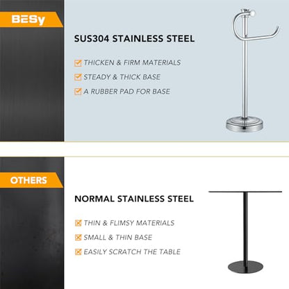 17 Inch Polished Chrome Stand Towel Bar Hanger Hand Towel Bar Bathroom Vanity Countertop Towel Holder Free Standing Stainless Steel Towel Ring Hardware Accessories Towel Rack - color: Polished Chrome