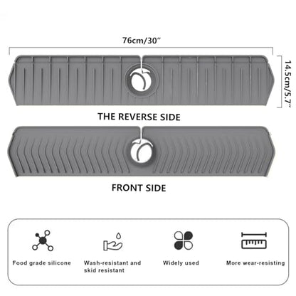 Silicone Sink Splash Guard, 30 Inch Foldable Mat - Adjustable Lock Guard for Kitchen Behind Faucet, Counter Protection(Grey) - color: Gray