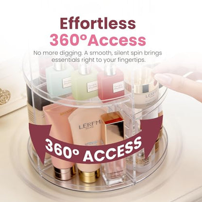 Masirs 360 Rotating Makeup Organizer Countertop, Adjustable Shelf, Clear | 360-Degree Rotating Makeup Organizer, Adjustable Shelf Height, Cosmetic Perfume Skincare Storage, Vanity Countertop, Clear - color: Clear