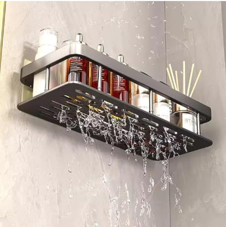 Wall-mounted Shower Rack, Large Capacity, No-drill Installation, Floating Shelf for Bathroom and Kitchen, Space-saving, Easy to Install, Used to Store Toiletries, Cosmetics and Miscellaneous Items