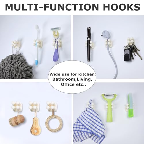 Silicone Toothbrush Holder Multi-Function Hook Waterproof self Adhesive Single Toothbrush Hook Plug Holder for Wall for Hanging Bathroom Kitchen Living Room Office (Square-Cream) - color: Square-cream