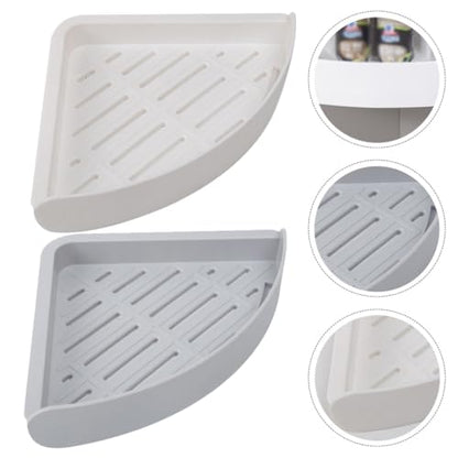 jojofuny 2Pcs Wall Corner Shelf for Bathroom Plastic Triangle Storage Racks with Drainage Design Easy Install Strong Adhesion Space-Saving Organizer for Shower Shampoo and Toiletries