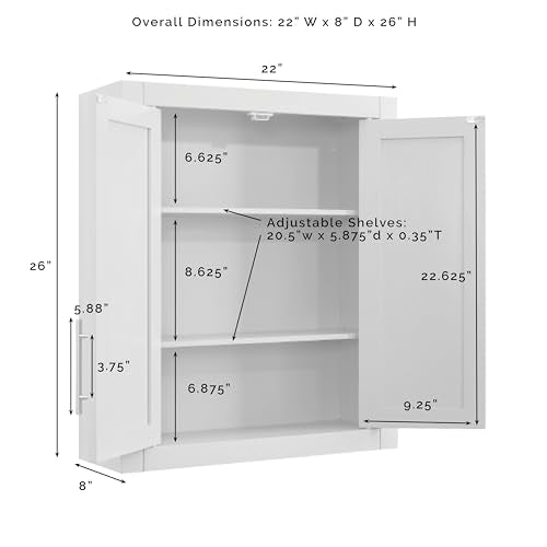 Crosley Furniture Savannah Wall Mounted Bathroom Storage Medicine Cabinet with Shelves, Snow - color: Snow, style: Wall Cabinet