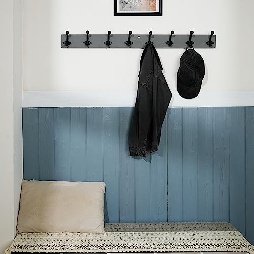 WEBI Rustic Coat Rack Wall Mount,35.43" Long 8 Cast Iron Coat Hooks Wall Mounted,Heavy Duty Wall Coat Hanger Hooks for Hanging Coats,Clothes,Jacket,Gray - color: Gray, size: 35 Inch
