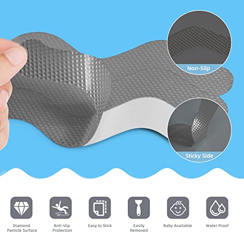Non Slip Bathtub Stickers Set of 30, Bath Stickers Non Slip with Premium Scraper, Safety and Waterproof Bath Tub Slip Stickers for Bathtub, Shower, Pool, Ladder (Gray)