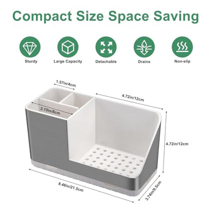 Toothbrush Holders for Bathroom Countertop Organizer (Brushed Silver Grain) | Easy To Clean, Drainage, Non-Slip, Detachable, Kids Electric Toothbrush and Toothpaste Holder for Bathrooms - color: Brushed Silver