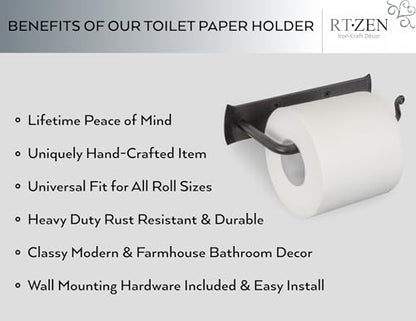 Rustic Wrought Iron Bathroom Toilet Paper Holder | Handcrafted Wall Decor Toilet Roll Holder, Wall Mount Bar, Stylish Modern Farmhouse Bathroom Decor, Metal Storage Accent - style: High End