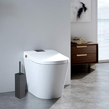 Stainless Steel Toilet Bowl Brush and Holder for Bathroom Storage Organization - color: Matte Black