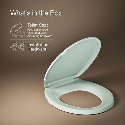 Kohler K-4662 Lustra Q2 Round Closed-Front Toilet Seat with Quick-Release and Qu, Seafoam Green