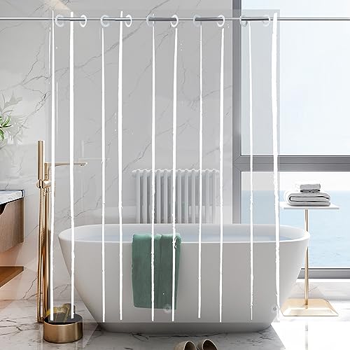 Clear Shower Curtain Liner 84 Inches Long Hook Free PEVA Waterproof | No Hook Needed Tall Shower Liner PEVA Plastic Vinyl Waterproof Heavy Duty Transparent 72x84 Inches - color: Clear, size: 72"W x 84"L (Pack of 1)