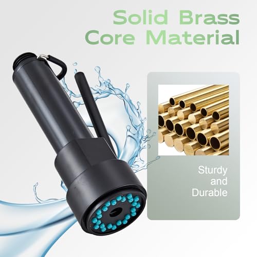 Pull Down Kitchen Faucet Replacement Head, 3-Mode Spray Head with Stream/Spray/Pause, High Pressure Anti-Clog Nozzle, Easy Installation, Universal Fit for Most Kitchen Faucets Matte Black - color: Industrial Spray Head - Matte Black