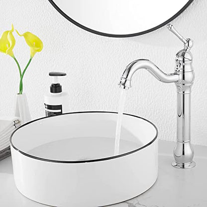 360° Swivel Chrome Single Handle One Hole Bathroom Sink Faucet Matching with Pop Up Drain - color: Chrome, size: Vessel