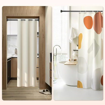 Shower Curtain Rod 31-68 in Adjustable Curtain Rod No Drilling Black Tension Shower Rod Stainless Steel for Bathroom Room Divider - color: Black, size: 31"-68"