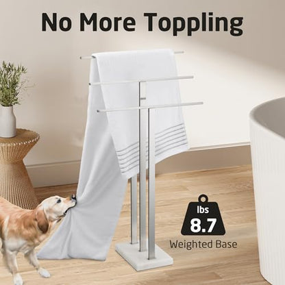 KES Standing Towel Rack 3-Tier with Heavy Marble Base, Free Standing Towel Racks for Bathroom Floor, SUS304 Stainless Steel Brushed Finish, BTH217S3-2 - color: Brushed Finish