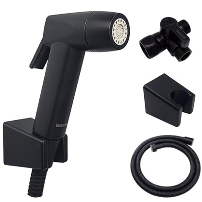 Handheld Bidet Sprayer for Toilet, Lockable Push Button, 2 Spray Modes, High Pressure ABS Bidet Sprayer Set with Hose & T-Valve, Easy Install – Black - color: Black Color