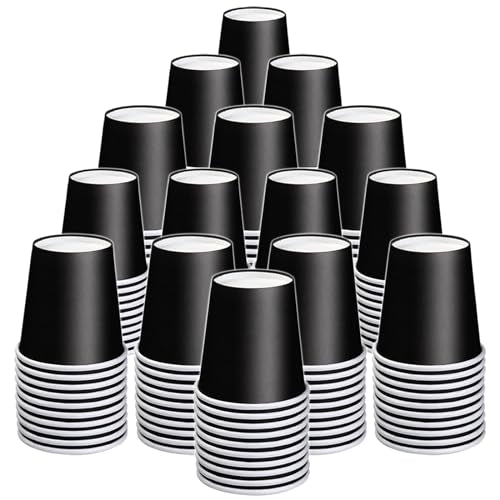 3 oz 200 Count Small Paper Cups, Black Disposable Bathroom Cups | Mini Disposable Mouthwash Cups, Small Paper Cup, Espresso Cups for Bathroom Party Travel Picnic BBQ - color: Black, size: 200 Count
